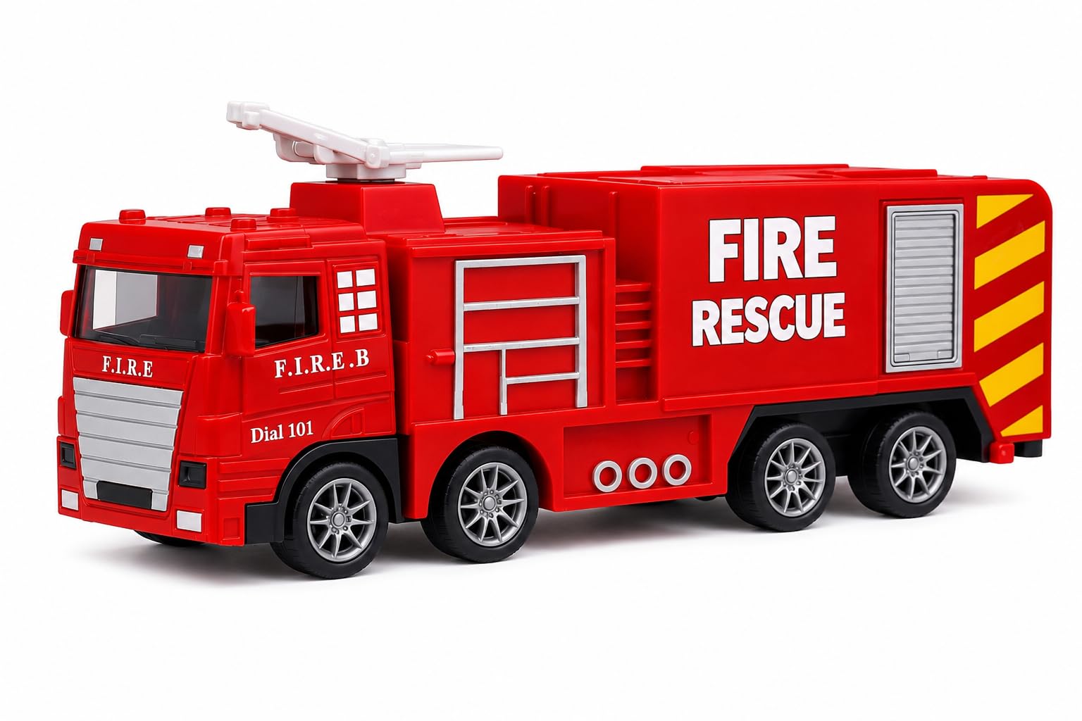 Fire Rescue Truck Toy for Kids, Pull Back Friction Powered Fire Engine Vehicle with 8 Wheels, Durable Plastic Emergency Rescue Truck Toy for Boys & Girls Age 3+-image-8