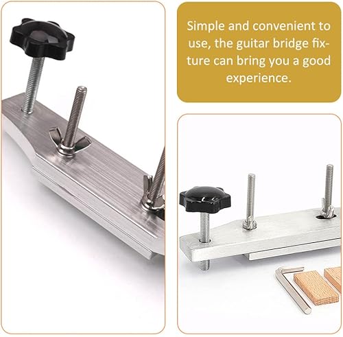 Miniatura 7 de Vaguelly Juego de abrazadera de puente de guitarra de acero inoxidable con junta de corcho, accesorio de guitarra para guitarras clásicas, guitarras