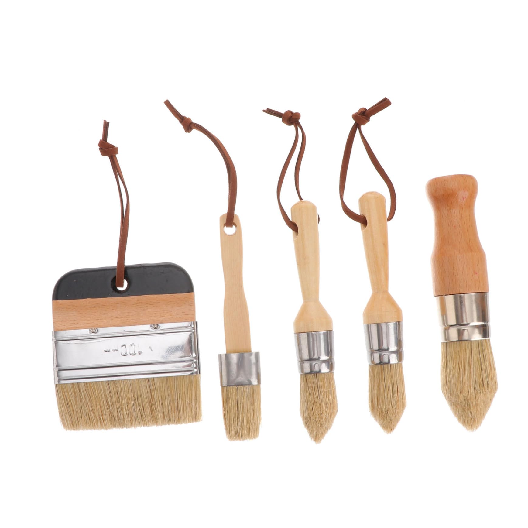 SHINEOFI Dipingere in Modo Efficiente Con Il Set Di 5 Pennelli Rotondi Setole Di Cinghiale Manico in Legno Ideale Per Larredamento Della Casa