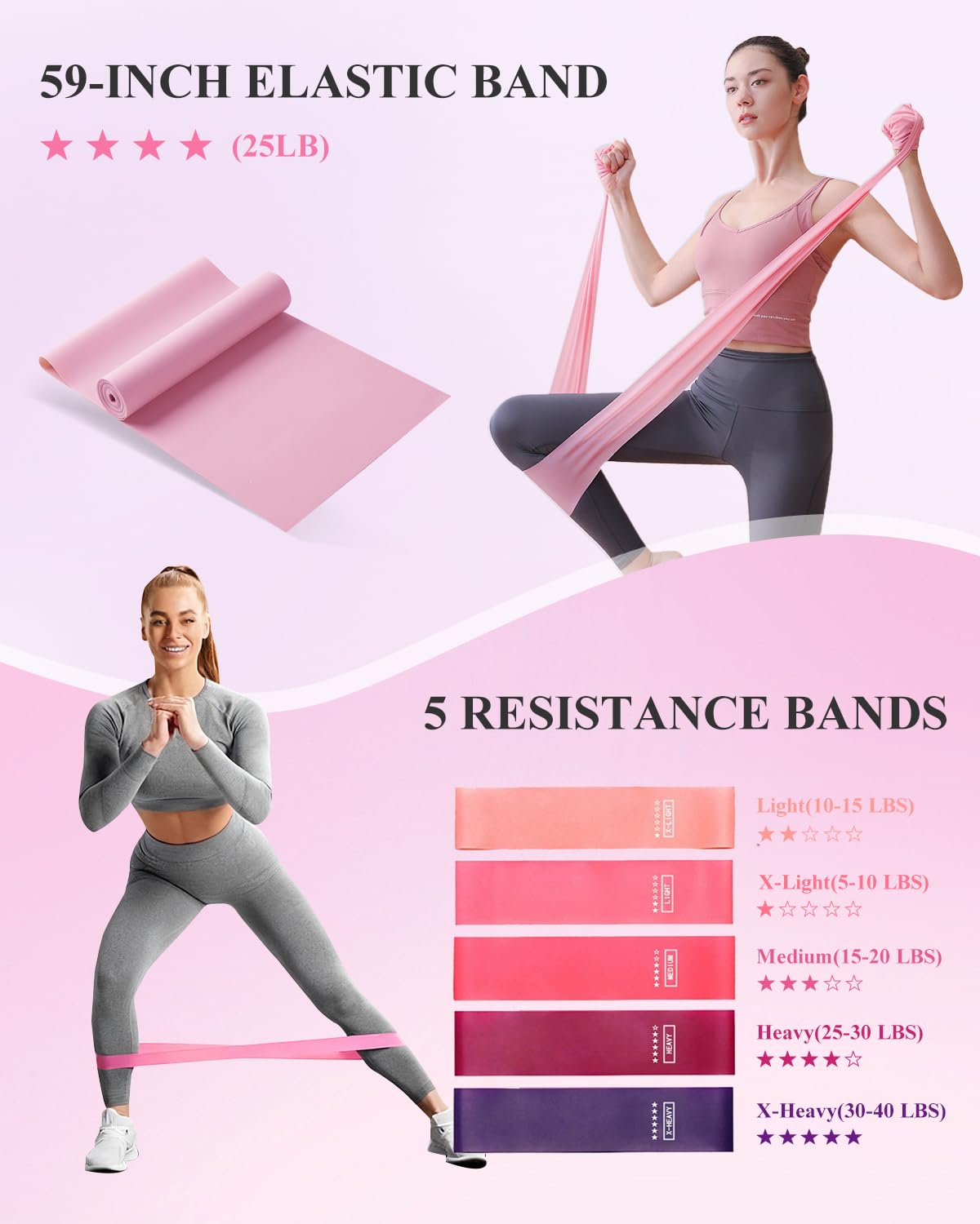 Better Me zestaw do pilatesu dla kobiet, zestaw pierścionków i piłek, podstawowy sprzęt, z 5 taśmami oporowymi, wałkiem do masażu, akcesoria startowe do jogi, do tonowania ramion, ud i