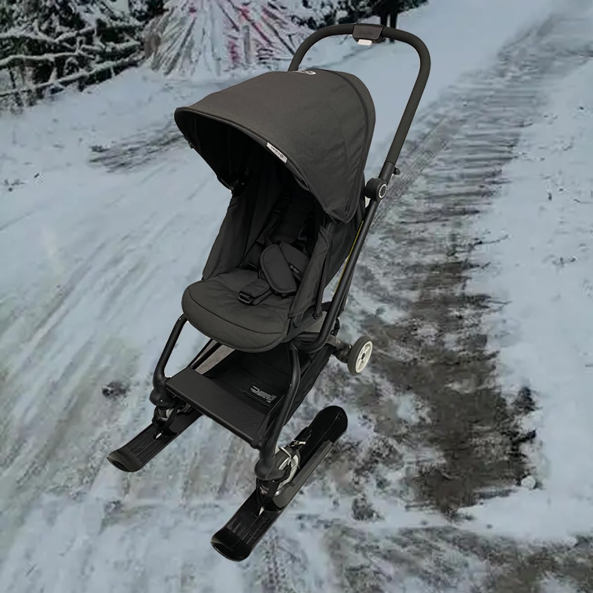 Universal Ski Plate for Baby Buggy and Pet Carts, Snow or Beach Stroller Glider, Skiing Board & Beach Skateboard for Wheelcharis