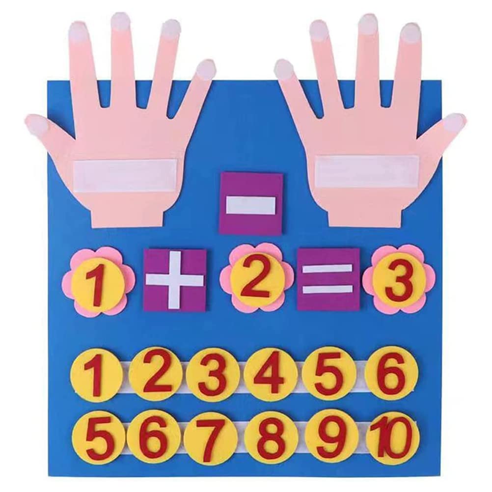 TARSHYRY Giocattolo per Contare la Lavagna in Feltro per Bambini, Aiuto per l'apprendimento dei Numeri, Strumento Educativo per la Scuola Materna e Prescolare (BLUE)