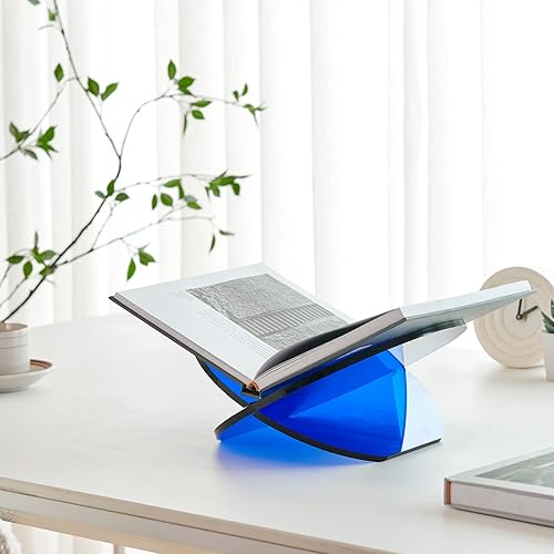 Miniatura 2 de DECORANY Soporte de acrílico para libros de 11 x 11 x 5 pulgadas, grande, redondo, abierto, para exhibir libros de cocina, libros de arte, Biblia,