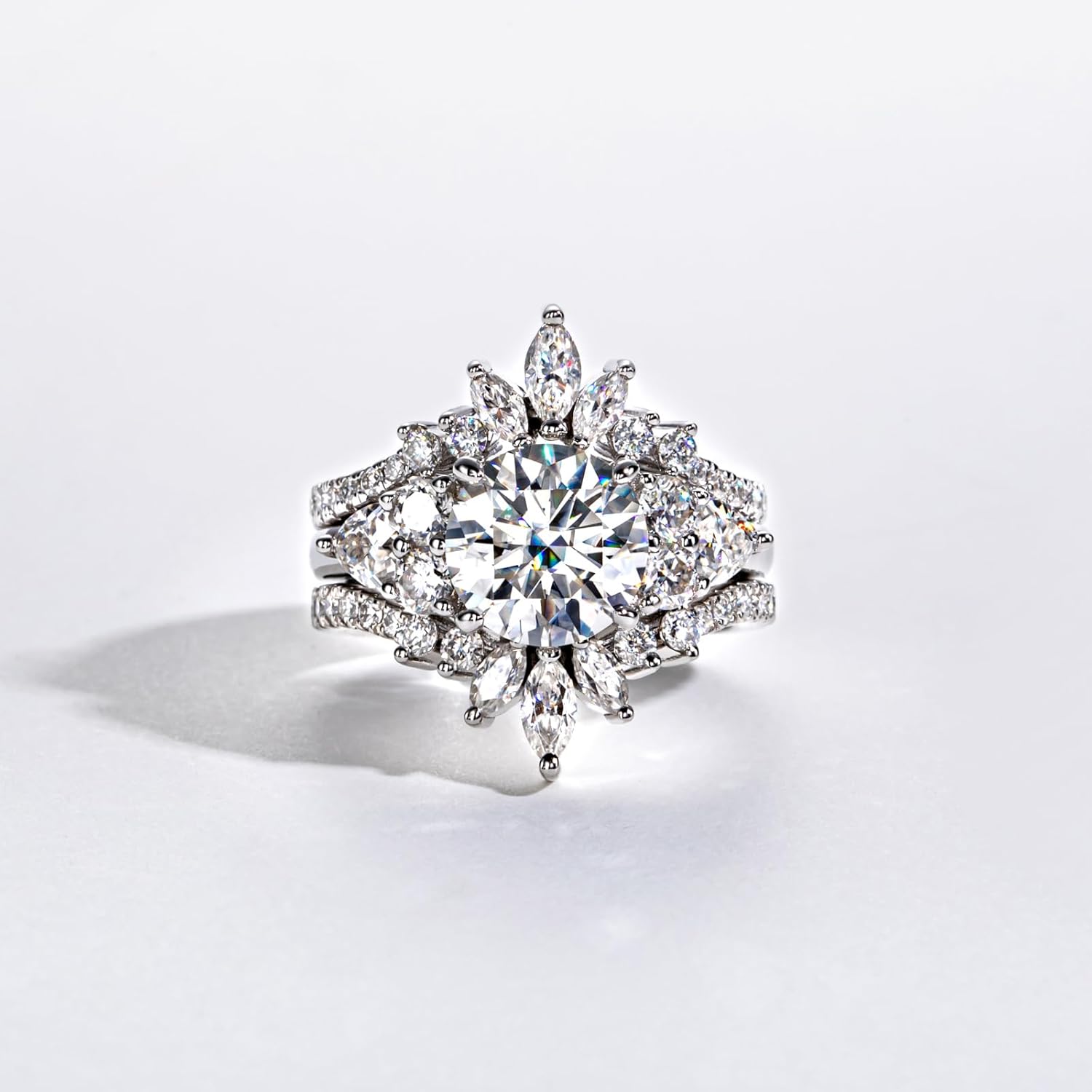 Moissanite Engagement Rings for Women, 3 ct (4 ctw) D Color VVS1 Lab Created Diamond 18K White Gold Plated Silver Moissanite Diamond Anniversary Wedding Ring - Image 5