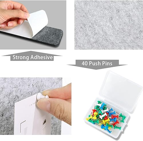 Miniatura 6 de Uoisaiko Barra de fieltro de 13 x 2 pulgadas, paquete de 8 tiras de tablón de anuncios con 40 pasadores, tableros de anuncios de notas de oficina en