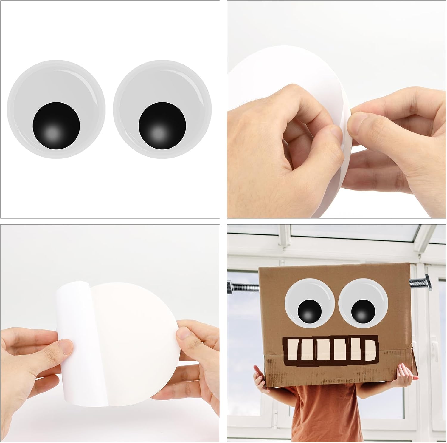7 Inches Googly Eyes Self Adhesive, 2 PCS Black White Large Big Giant Wiggle Eyes for Crafts DIY Supplies Pranks Doll Decor Accessories Contacts Eyeballs Plastic Wiggly Fake Eye Wall Decorations