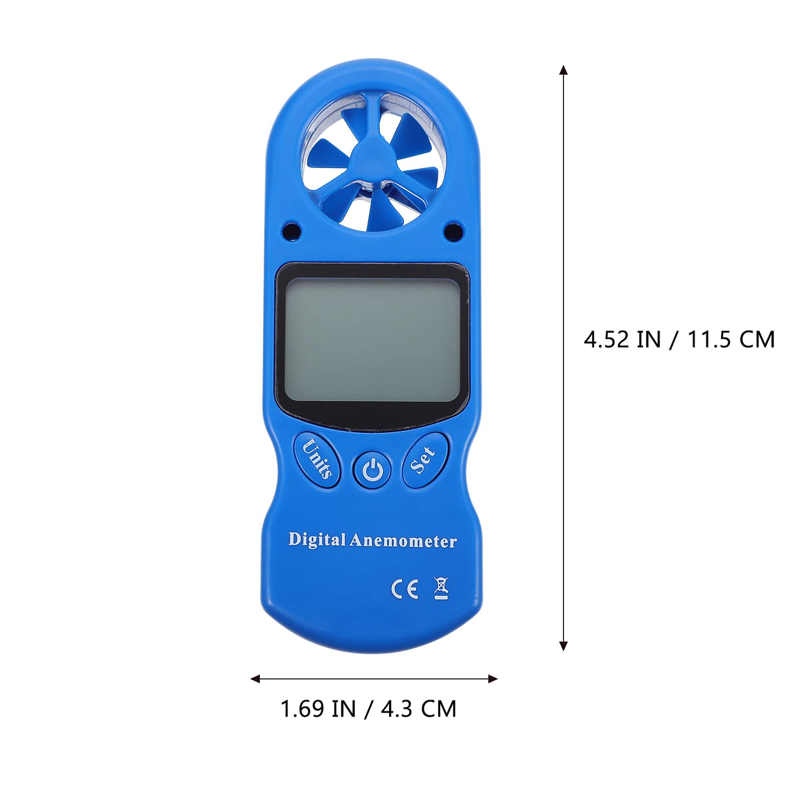 Termoigrometro Digitale Portatile Mini 1 Pezzo Plastica Blu | Misura Velocità Aria e Umidità, Schermo Lcd con Retroilluminazione, Borsa Inclusa
