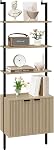 Yusong 73" Étagère en bois et en métal, étagère de rangement mural pour la chambre à coucher, Burlywood