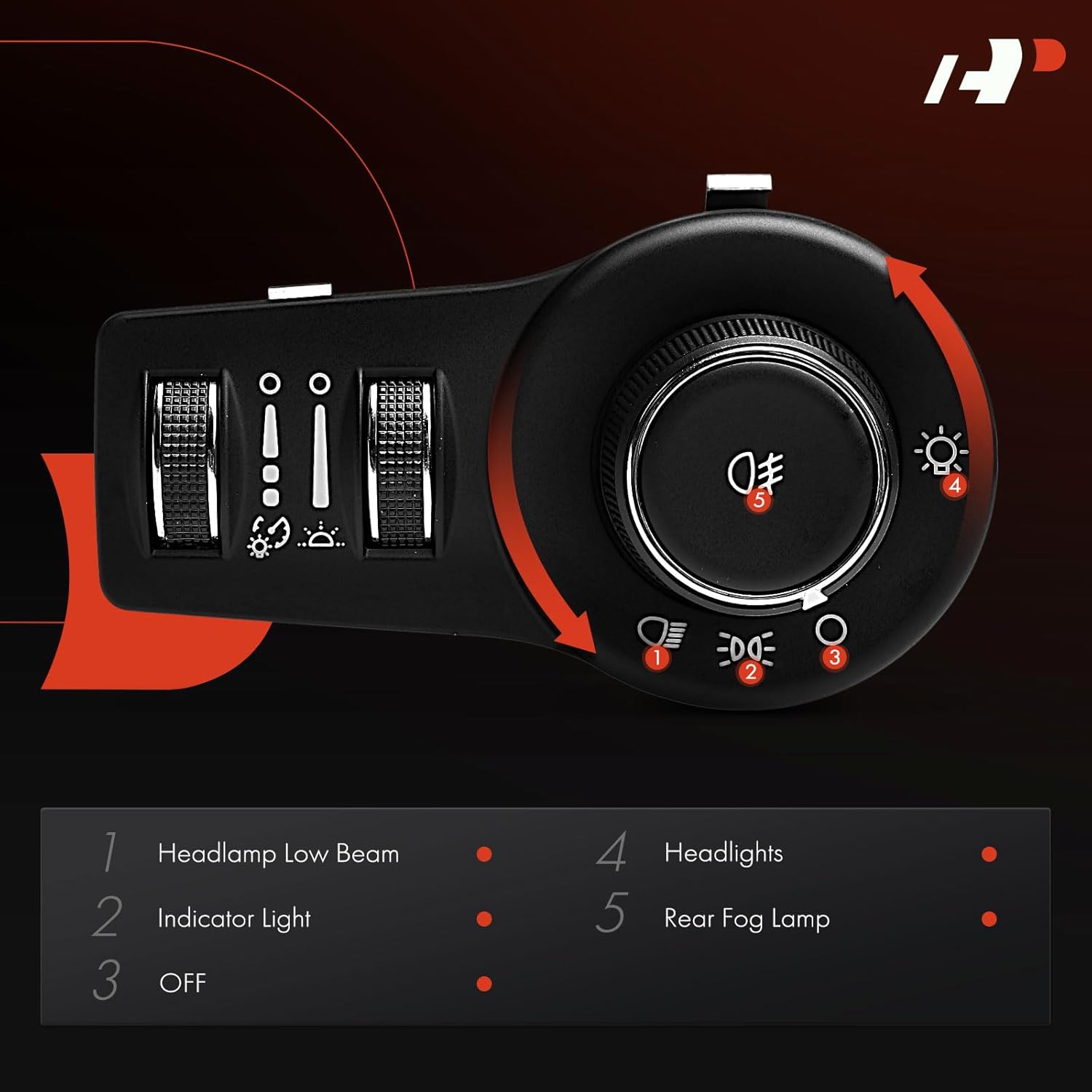 A-Premium Headlight Switch Instrument Panel Headlamp Dimmer Switch Compatible with Jeep KL Series Cherokee 2014-2019