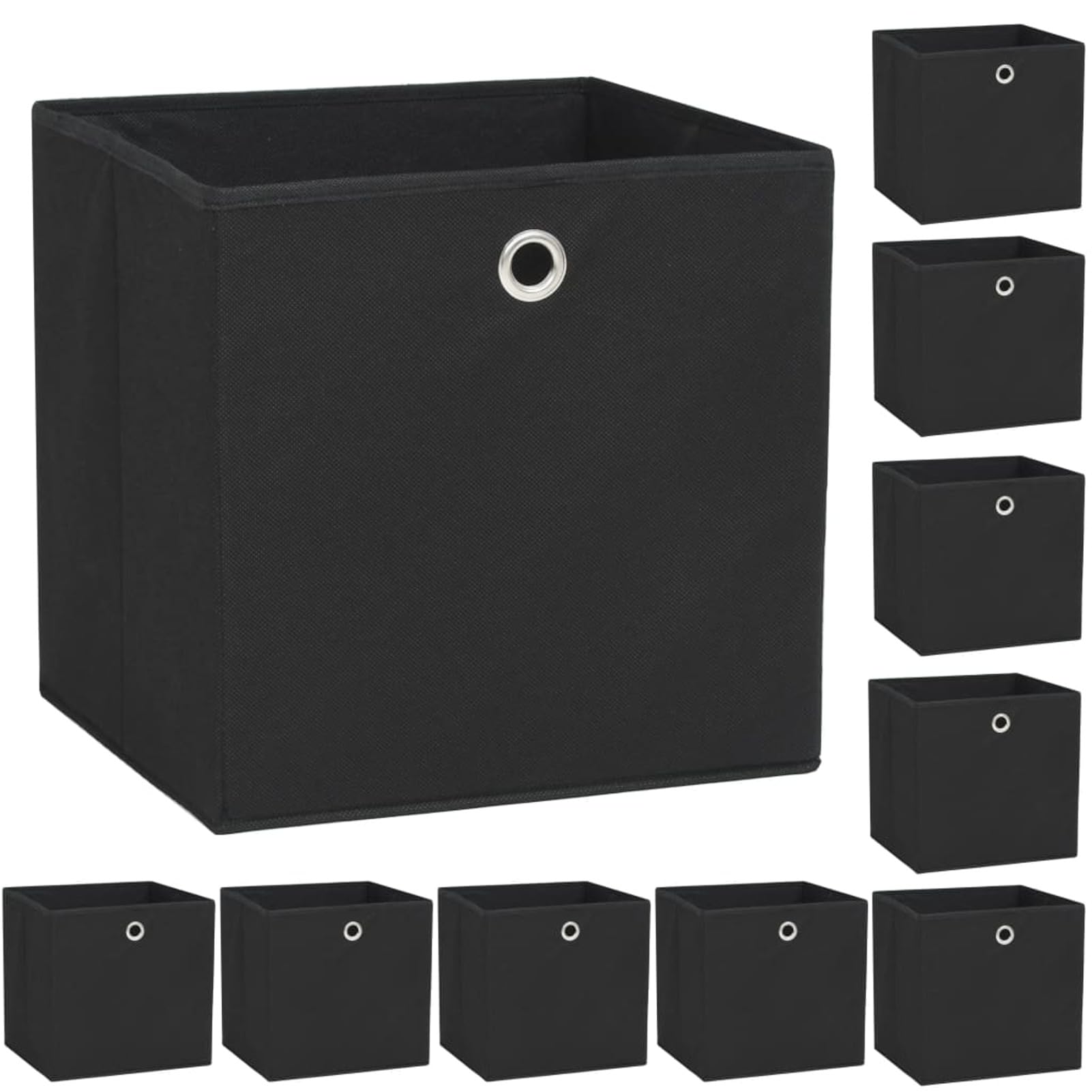 LAPOOH Aufbewahrungsboxen 10 STK. Vliesstoff 32 x 32 x 32 cm Schwarz, Spielzeugkiste, Aufbewahrungskiste, Kleideraufbewahrung, Kleideraufbewahrung & Organisation