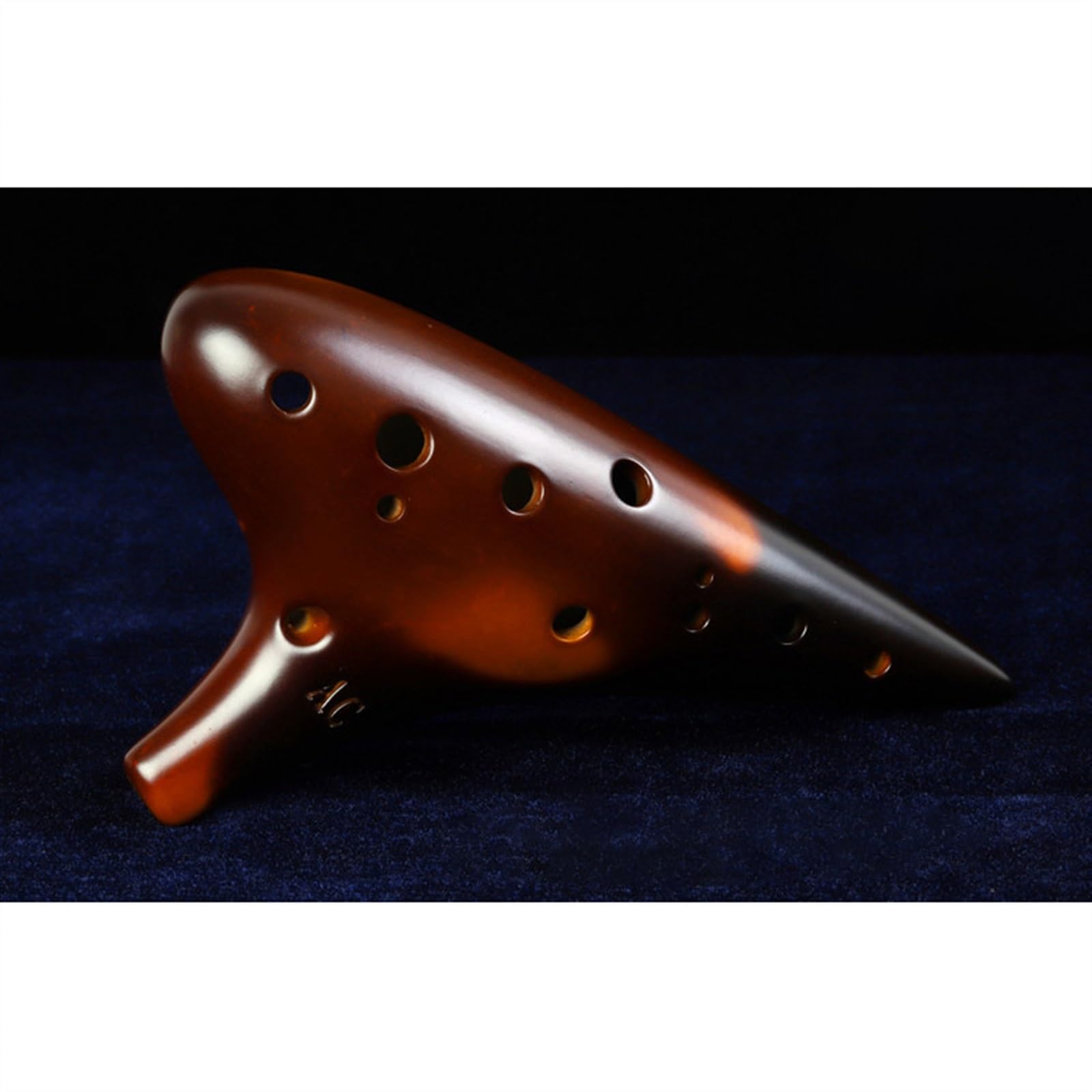 Ocarina Gialla Affumicata 12 Fori Chiave Do Contralto AC Strumento Musicale Etnico In Ceramica