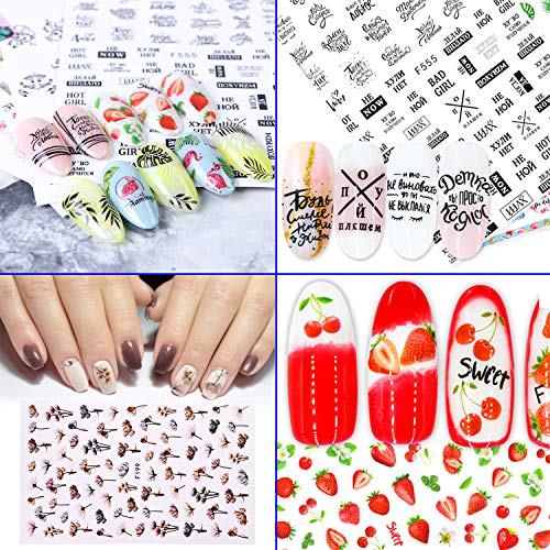 Qpout 1200+ Designs Verschiedene Nagelaufkleber Abziehbilder, Blume Tier Frucht Meerjungfrau 3D Nail Art Aufkleber… – Bild 7