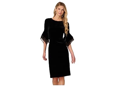 Adrianna Papell Velvet Bell Sleeve Short Dress Women