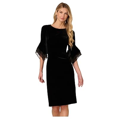Adrianna Papell Velvet Bell Sleeve Short Dress Women