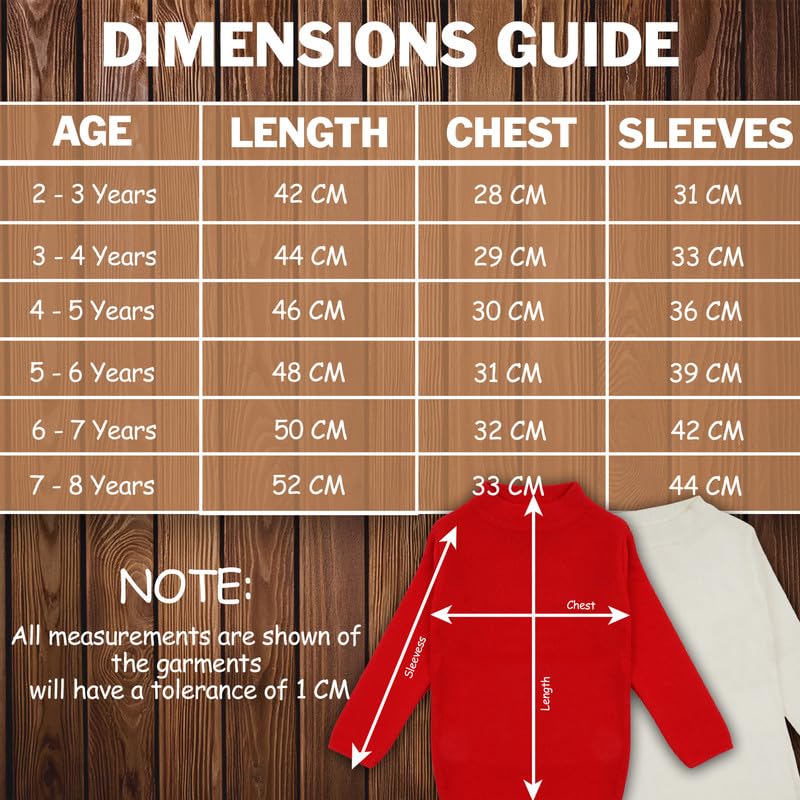 CLAP Unisex Kids Woolen Warm Full Sleeves Skivi/Sweater/Inner Round Neck for Winter Combo Pack of 2 (Red White, 3-4 Years) - Image 6 thumbnail