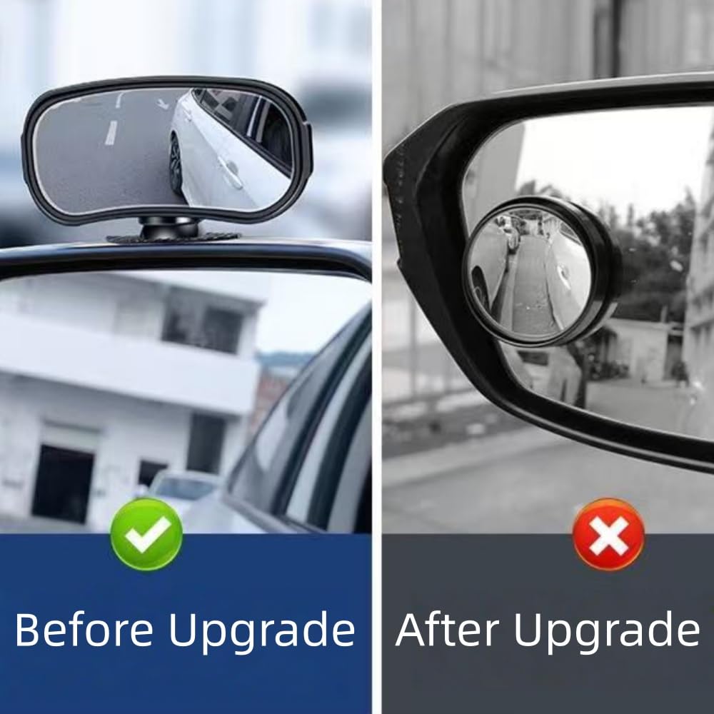 Toter Winkel Spiegel Auto für Mazda 2, Auto Toter Winkelspiegel 360 Grad Außenspiegel Blindspiegel HD Konvex Weitwinkel Totwinkel Rückspiegel,Black