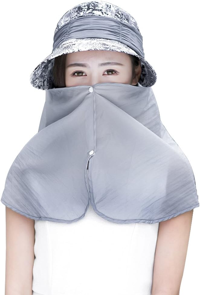 Womens Summer Sunhat Wide Brim Roll Up Sun Visor Hat with Neck Shield Cover Outdoor Cycling UV Sun Protection Block Hat image 4