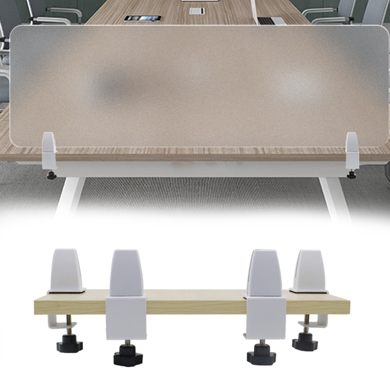 LWJSOCP Acrylic Desk Privacy Panel Divider Frosted Desktop Privacy Screen for Office Classroom and Home Clampon Standing Soundproof Partition Free Standing Privacy Divider (60x30cm/23.6x11.8in)