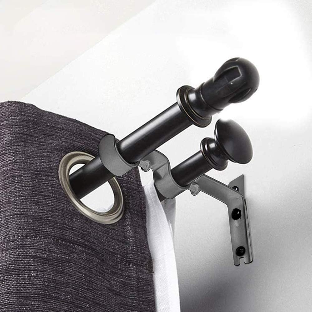 INCREWAY Curtain Rod Bracket, 2pcs Gray Sturdy Adjustable Double Curtain Rod Brackets Curtain Rod Holders Curtain Holdbacks - Image 5