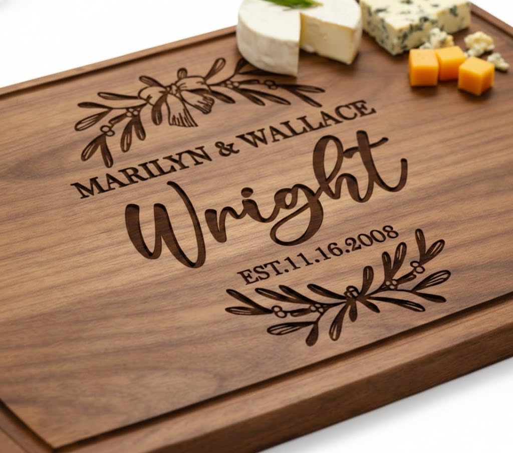 Tayfus Personalized Cutting Board, Custom Engraved Wood Charcuterie Board - Unique Gift Idea for Wedding, Engagement, Bridal Shower, Anniversary & Housewarming - For Couples, Parents & Family