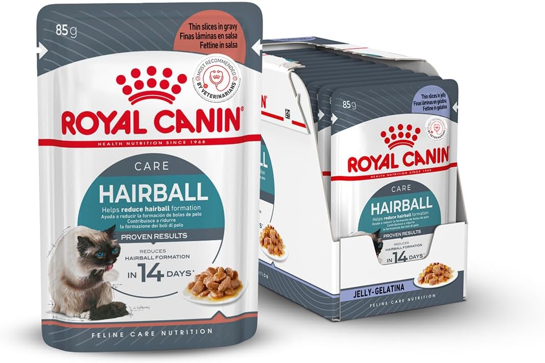 Hairball Care for Cats, Pack of 12 Sachet, Wet Food, Reduces Hairball Formation, Proven Results in 14 Days, Adult
