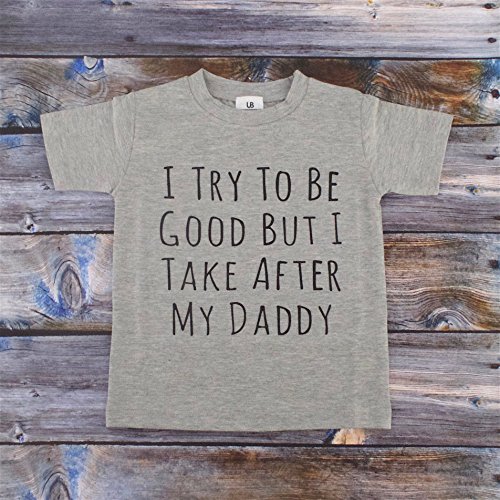 Unique Baby Boys Fathers Day Funny Kids T Shirt Take After Dad (3t) Grey2