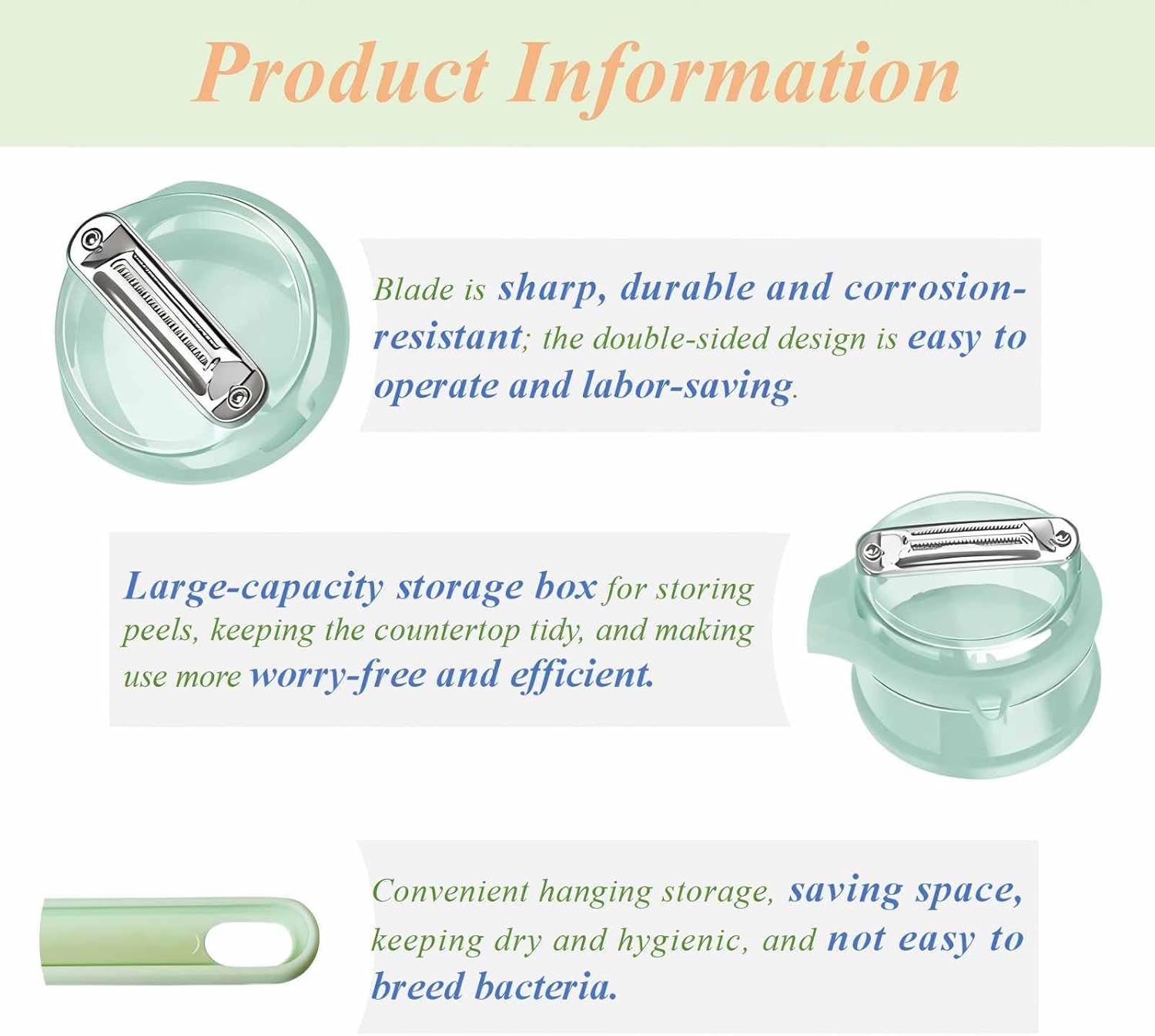Condition photo showing New/Like New for vegetable peeler with container, special fruit peeler with catcher, peeler with storage for kitchen, box storage vegetable & fruit peeler for potatoes, apples, carrots
