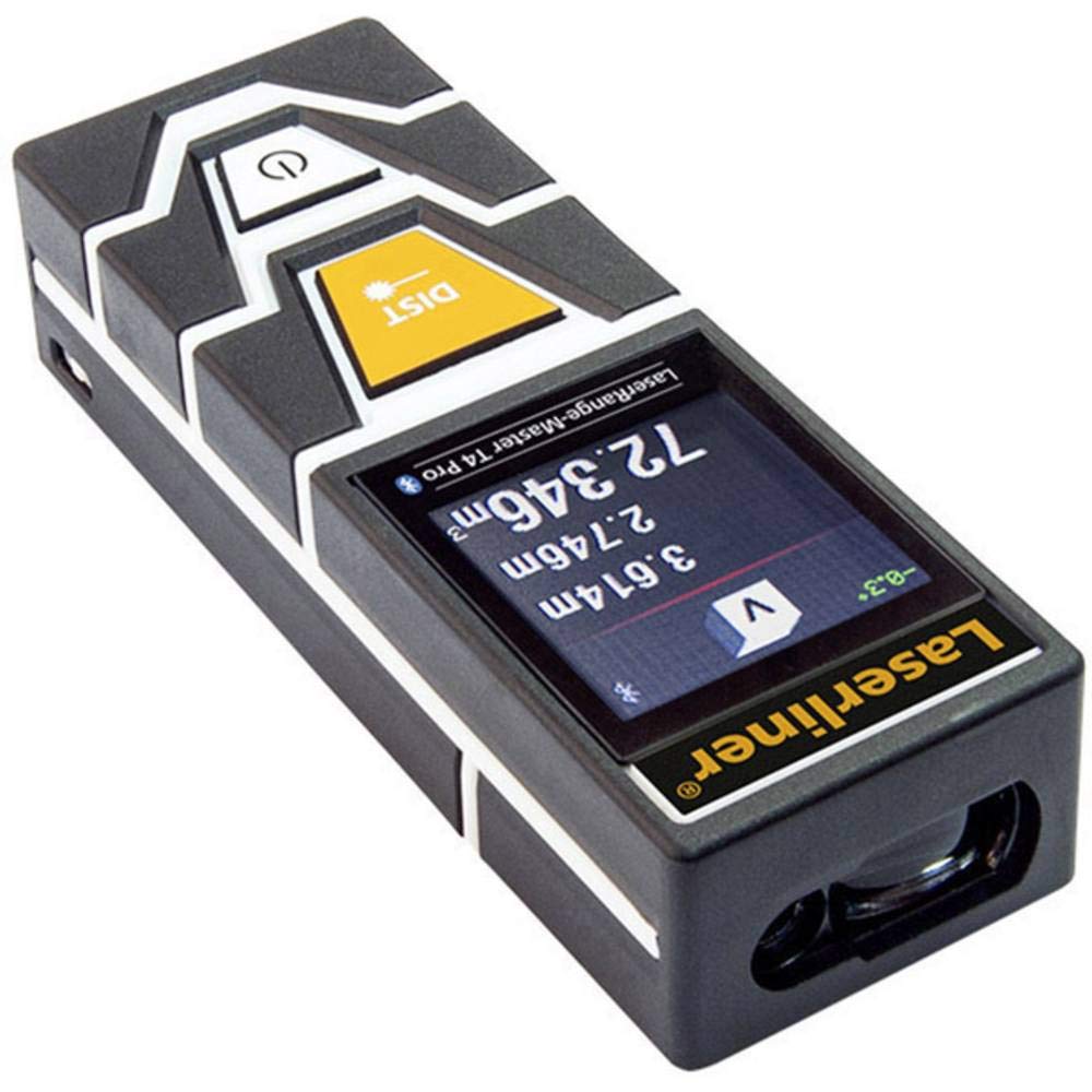 LASERLINER - LaserRange-Master T4 Pro - Télémètre - Mesures précises - Longueurs, surfaces, volumes - Mesure angles - Portée 40 m - Écran tactile - Bluetooth - Filetage pour trépied - Facile
