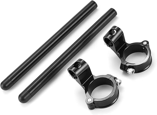 Miniatura 5 de CNC Aluminio 33mm Clip on Manillar Reemplazo Ajuste para Horquilla Universal Diámetro 1.299 in Cafe Racer manillar Ángulo de inclinación 8 barras