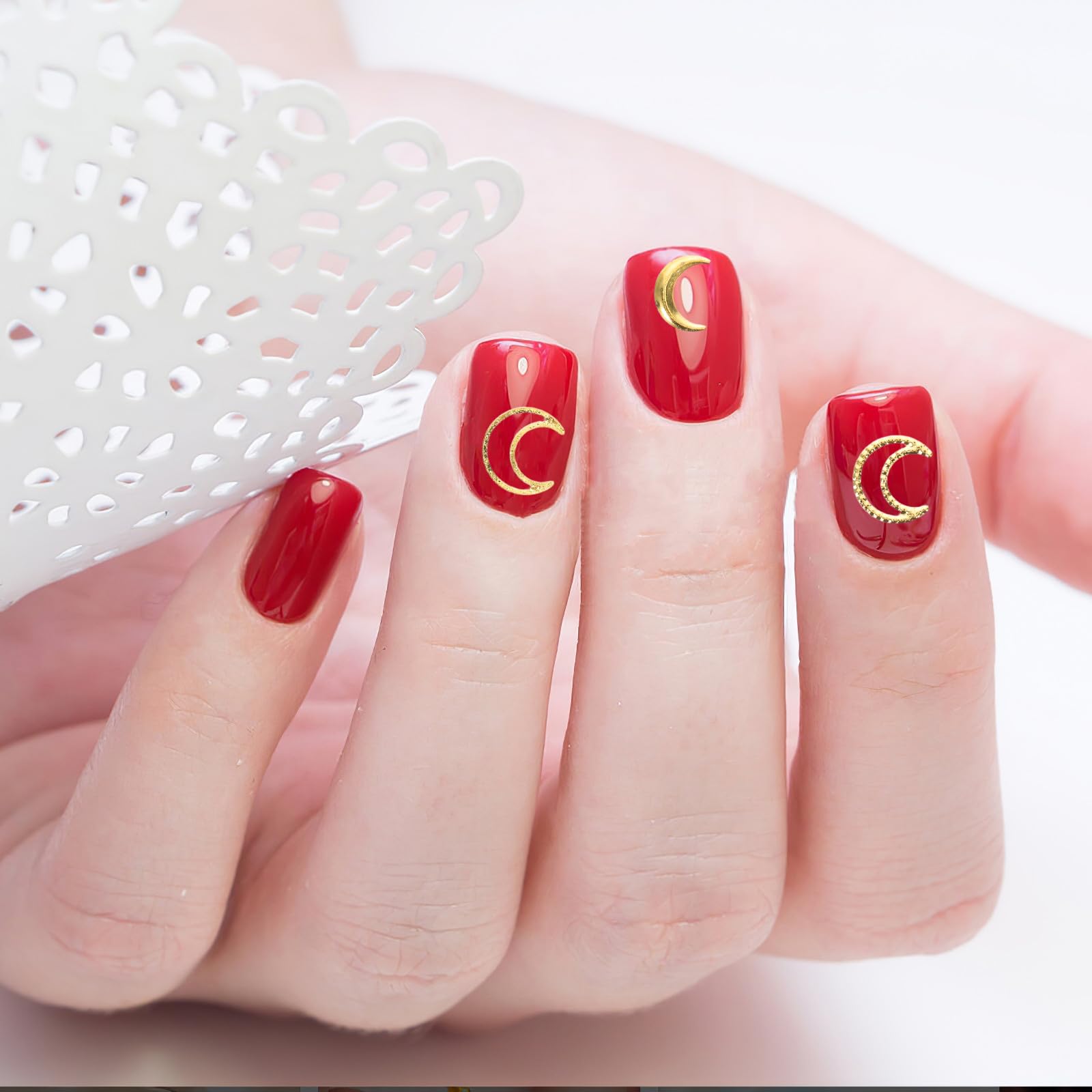 Ciondoli Lunari per Nail Art Oro Rame 1500 Pezzi, Stile Lussuoso | Finiture Piene, Cave e Testurizzate, Uso Quotidiano e Salone, Ampia Scelta per Manicure Fai da Te