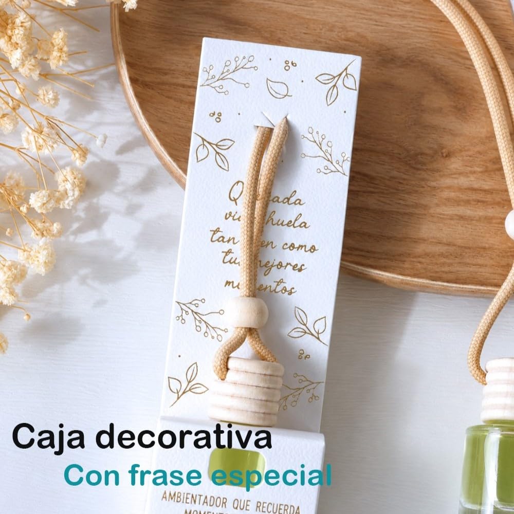 Pack de 12 a 36 uds, Ambientador Coche, Aroma Jazmín, Detalles originales invitados, Recuerdos para Bodas, Bautizos y Comuniones, Regalantes (36, (Pack 36 piezas))