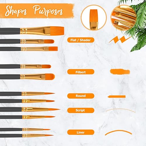 Miniatura 2 de Soucolor - Pinceles para pintura facial, juego de 20 pinceles con punta redonda y puntiaguda para pintura en miniatura, acuarela, cerámica, kit de