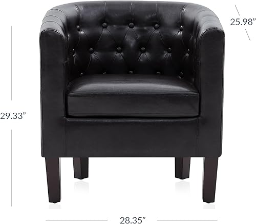 Miniatura 48 de BELLEZE Sillas decorativas amarillas para sala de estar, elegante sillón tapizado con barril copetudo, silla de club para dormitorio con patas