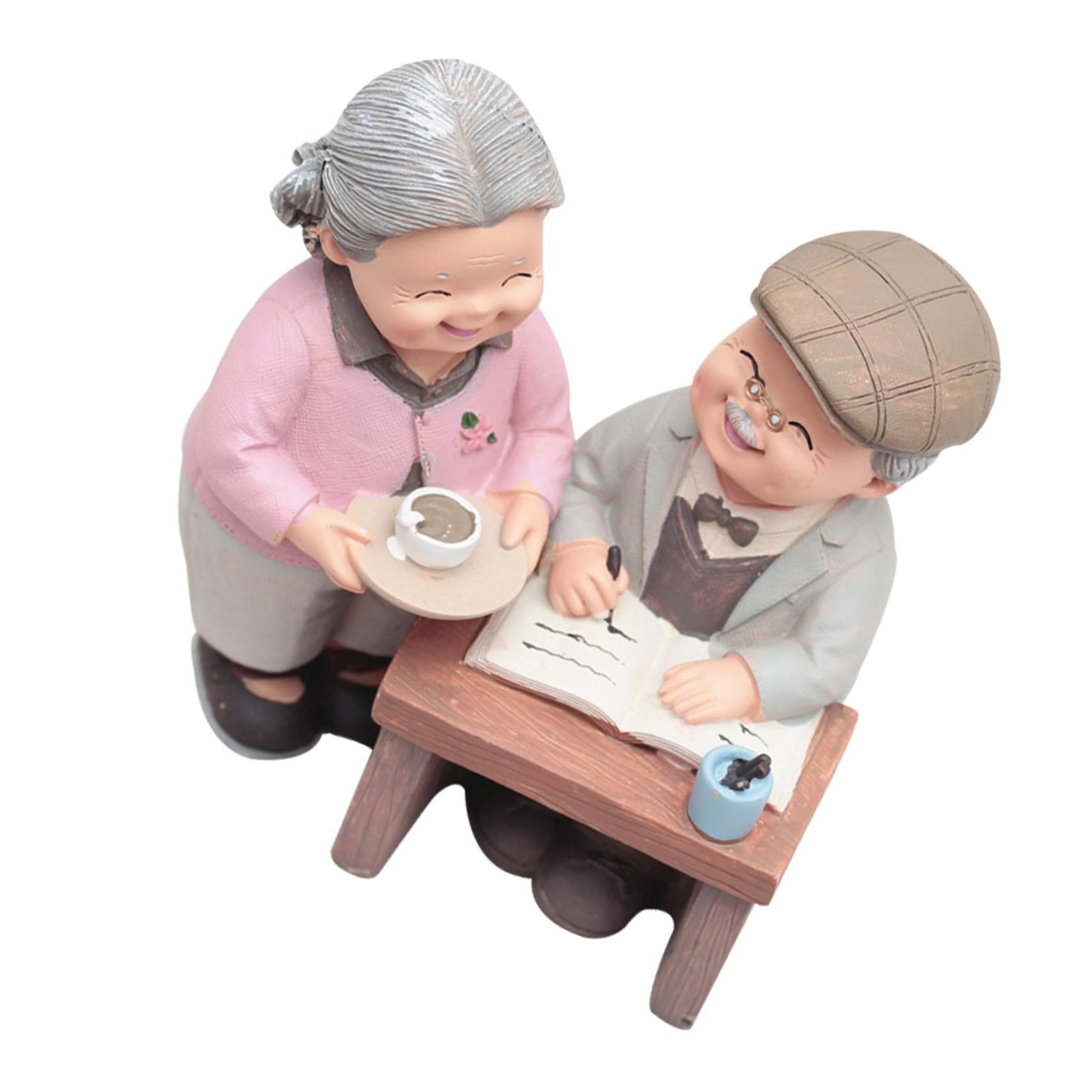 Figurine couple âgé amoureux en résine OSALADI, cadeau anniversaire