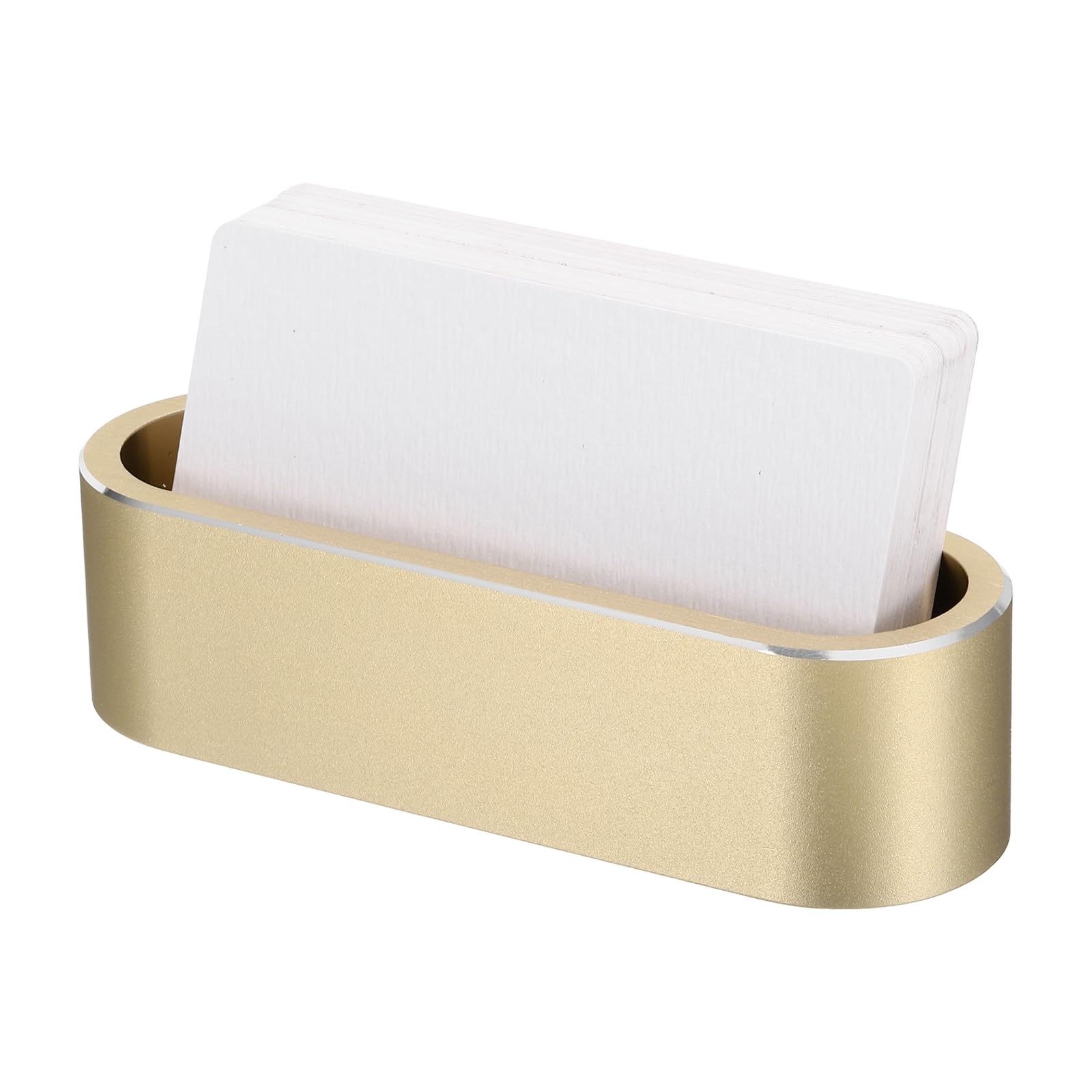 PATIKIL Business Card Holder for Desk Metal Name Card Display Organizer Aluminum Alloy Desktop Card Stands for Office Desk Organization Champagne Gold