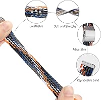 Vista 4 de Pulsera de alerta médica personalizada de nailon trenzado elástico para identificación médica de emergencia, grabado personalizado, pulsera