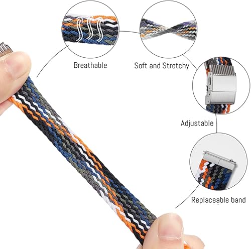 Miniatura 4 de Pulsera de alerta médica personalizada de nailon trenzado elástico para identificación médica de emergencia, grabado personalizado, pulsera de