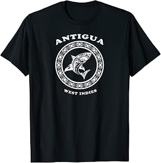Antigua, West Indies Vintage Retro Tribal Shark Vacation T-Shirt