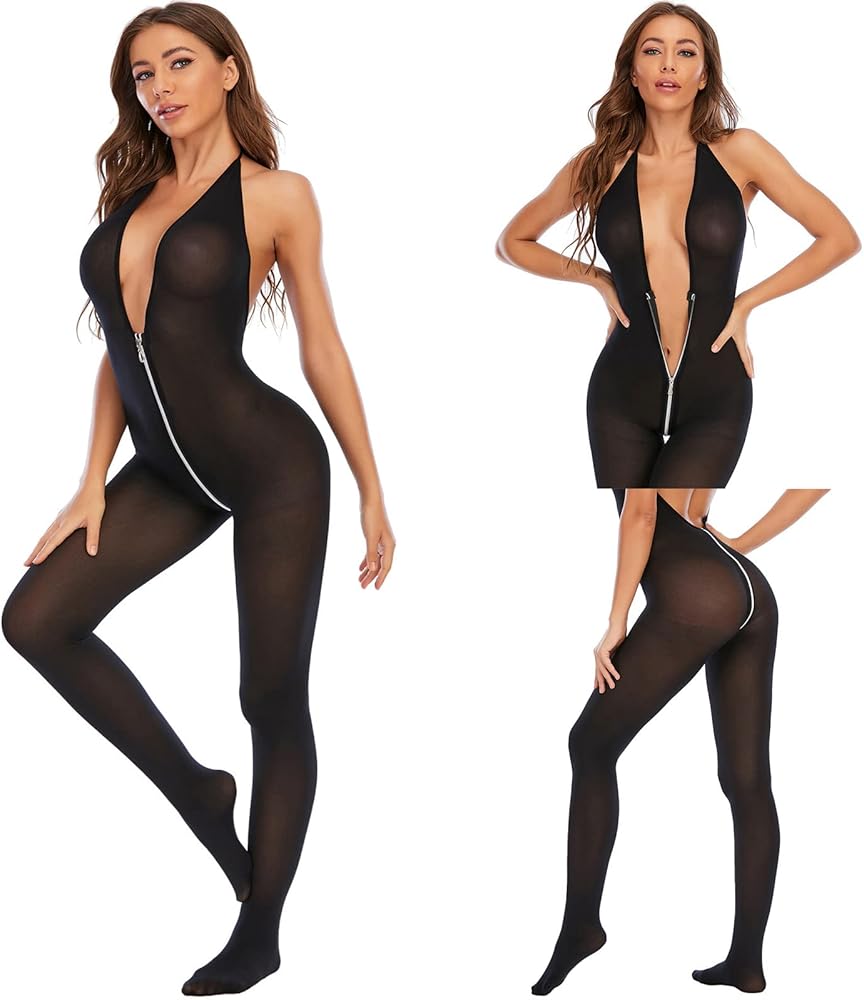 Amazon.com: Women Sexy Halter V-Neck Zipper Erotic Lingerie One-Piece Stockings Romper Zip Up Satin Panties Bondage Lingerie Black: Clothing, Shoes & Jewelry Amazon.com: Women Sexy Halter V-Neck Zipper Erotic Lingerie One-Piece Stockings Romper Zip Up Satin Panties Bondage Lingerie Black: Clothing, Shoes & Jewelry