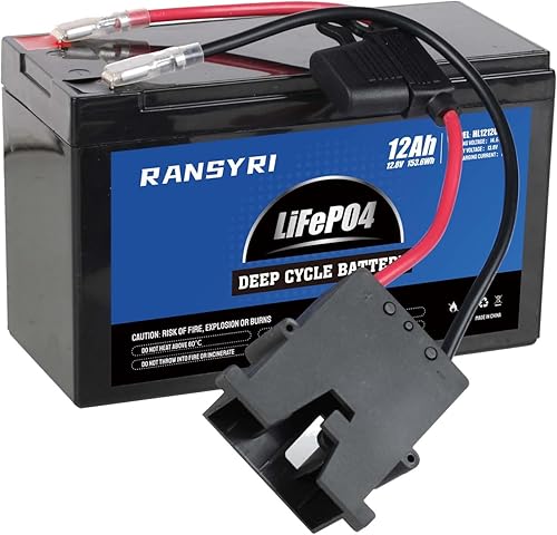 LifePO4 - Batería de repuesto de 12 V y 12 Ah compatible con Fisher Price Power Wheels batería de 12 voltios, batería recargable de iones de litio