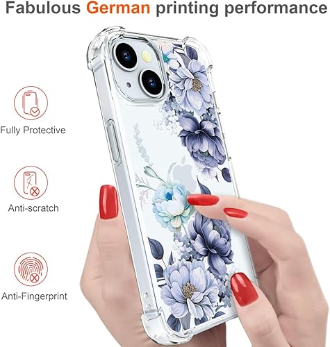 Miniatura 4 de Funda para iPhone 15 para mujeres, diseño de flores y flores, bonita funda de diseño de flores estéticas para niñas compatible con iPhone 15, color