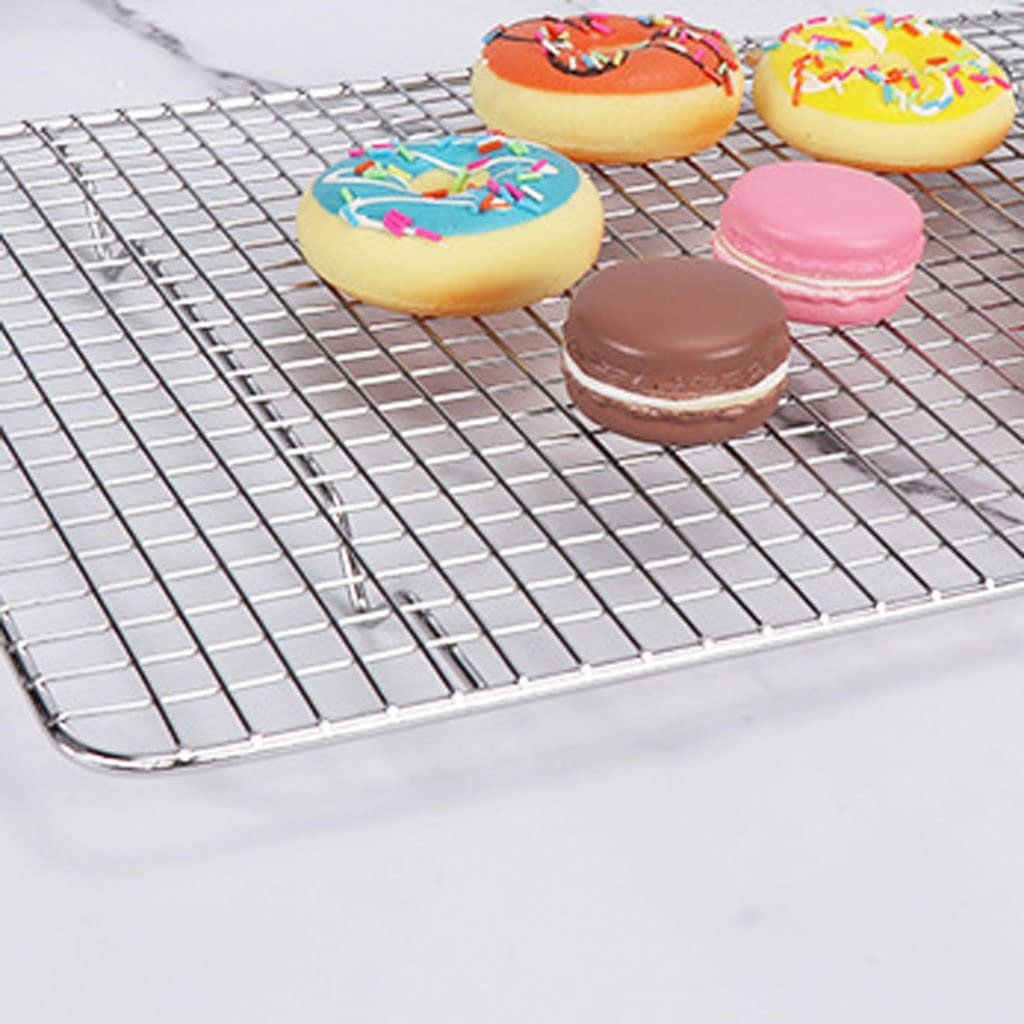 Dos estantes de enfriamiento de galletas de acero inoxidable, estantes de secado de galletas de panadería, estantes de enfriamiento de pasteles, estantes de red de inmersión, estantes de enfriamiento