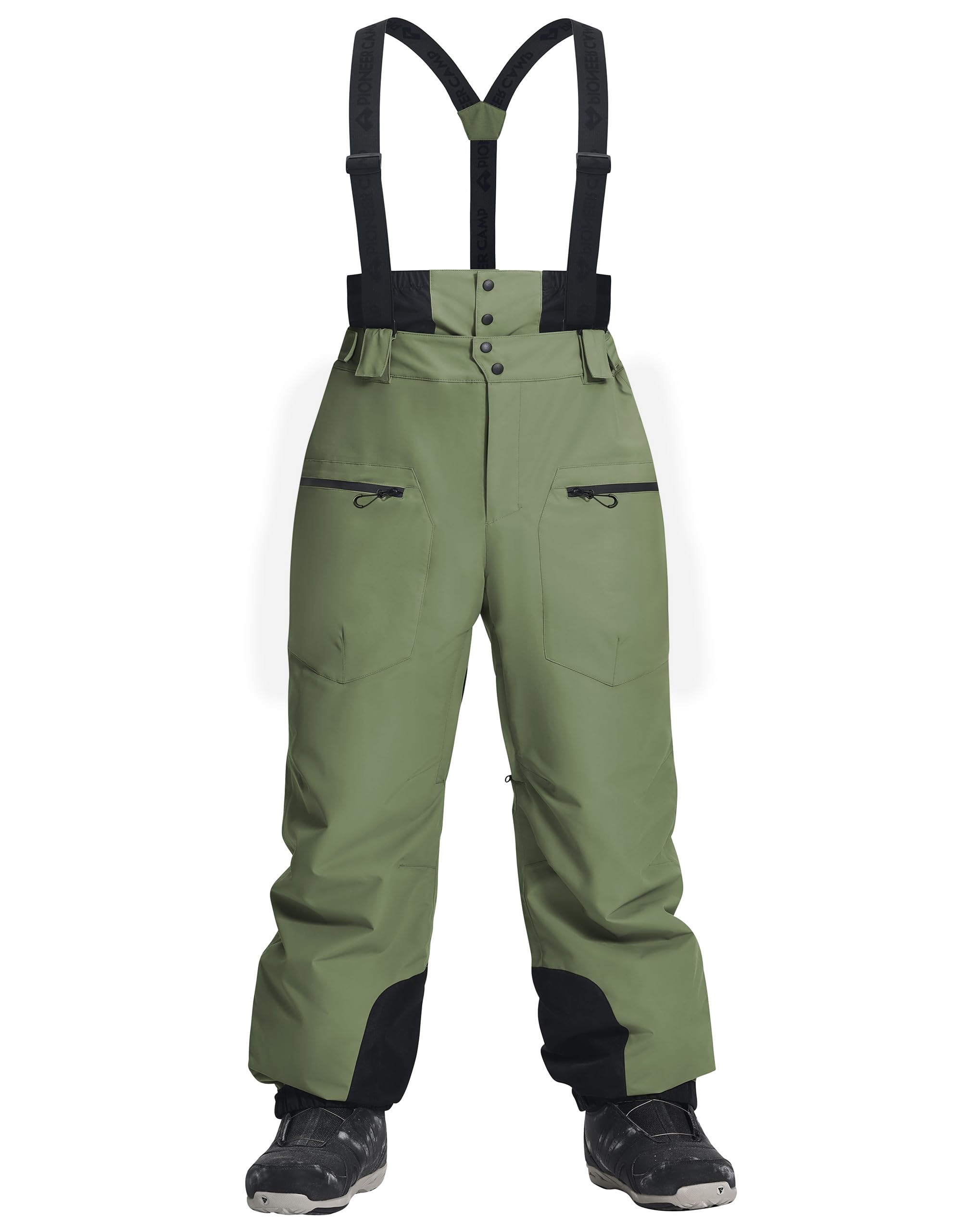 Pioneer Camp Męskie spodnie narciarskie Baggy wodoszczelne 15000 mm – spodnie narciarskie z regulowanymi ramiączkami i wentylacją – spodnie snowboardowe męskie na głęboki śnieg – oddychające 7000 g/㎡