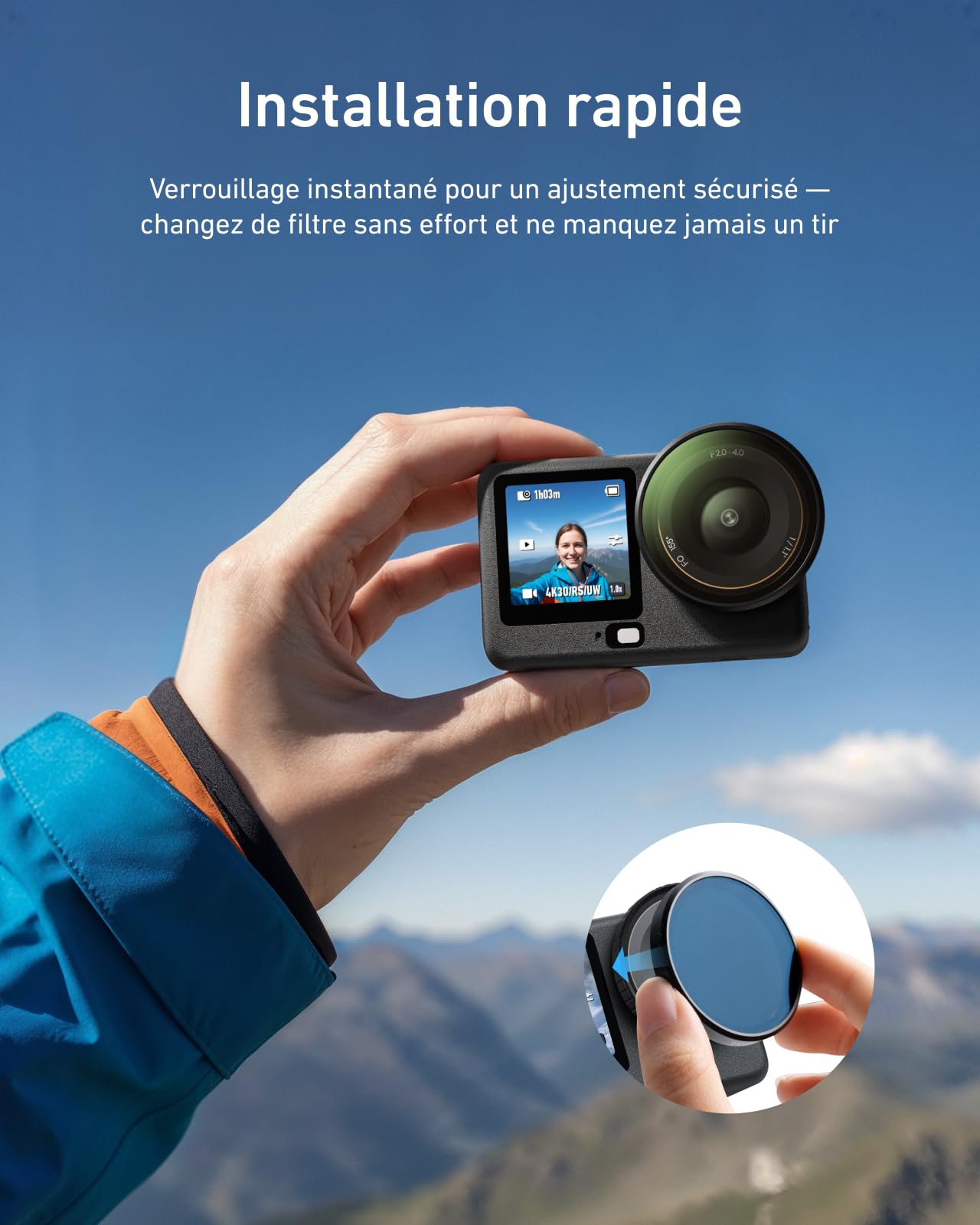 TELESIN Kit de Filtres pour DJI Osmo Action 6 – VND 2-32 ND Variable, Filtres CPL UV, Verre Optique HD Multicouche, Montage Rapide, Accessoire Action 6 pour Voyage, Sport & Vidéo Cinématographique
