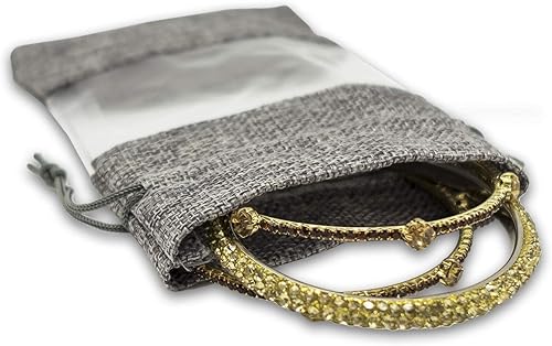 Miniatura 3 de TheDisplayGuys para tu vida moderna 48 paquete de pequeñas bolsas de regalo de arpillera de lino y organza con cordones (8.9x14 cm, gris) - Favores