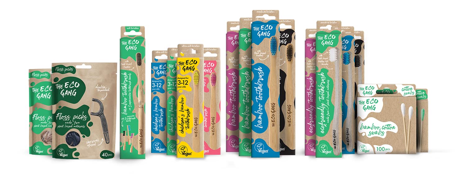 The Eco Gang - Púas de hilo dental hechas de materiales a base de plantas, carbón vegano