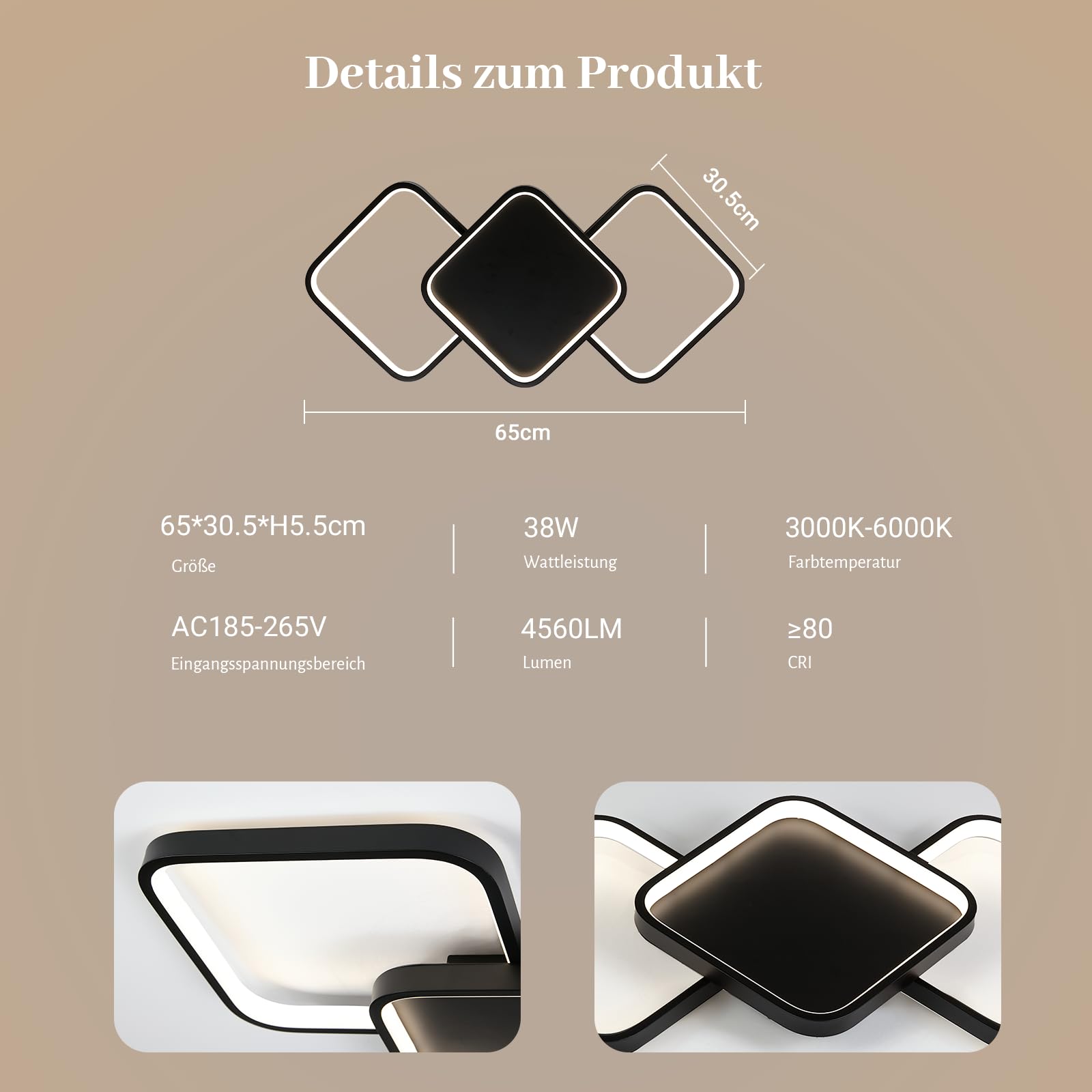 Sky angle Inteligentna lampa sufitowa LED, sterowanie głosowe Alexa/Google Home, możliwość ściemniania, oświetlenie LED do salonu, sypialni, łazienki, kuchni