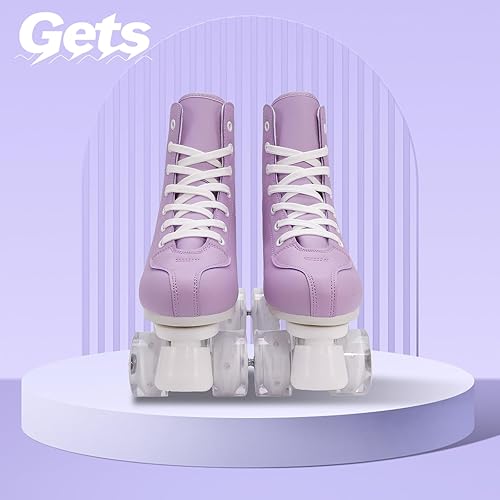 Vista 23 de Patines de ruedas para mujer, ruedas iluminadas, patines ajustables de doble fila, patines Derby brillantes para exteriores para adolescentes