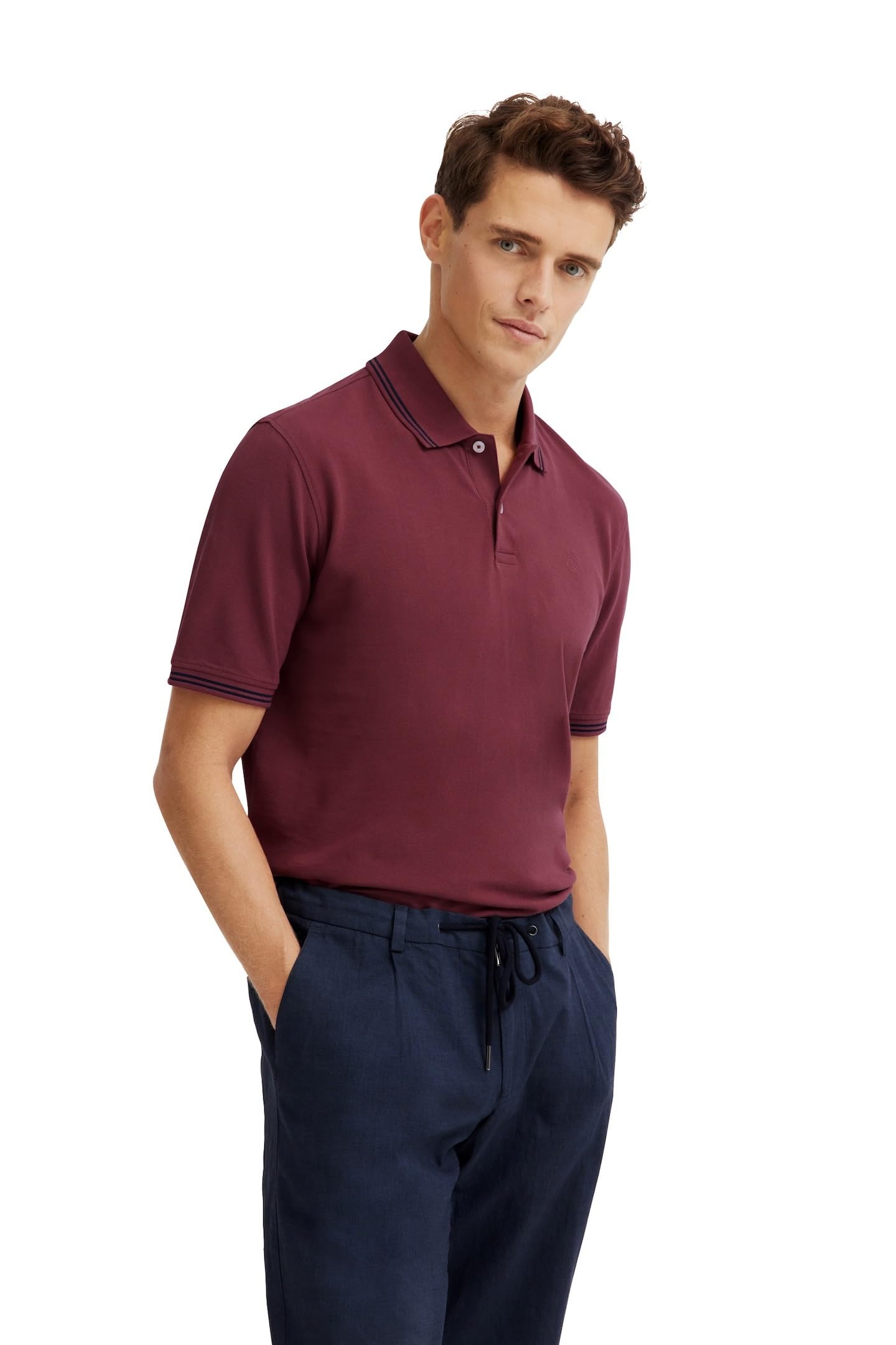 bugatti Men's Polo Short Sleeve Modern Elegant Cotton Classic Comfortable Summer Casual, 980 Bordeaux, XL
