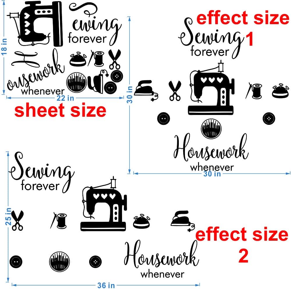 Sewing Tools Silhouette Wall Decal, Craft Room Tailor Shop Vinyl Sticker image 2